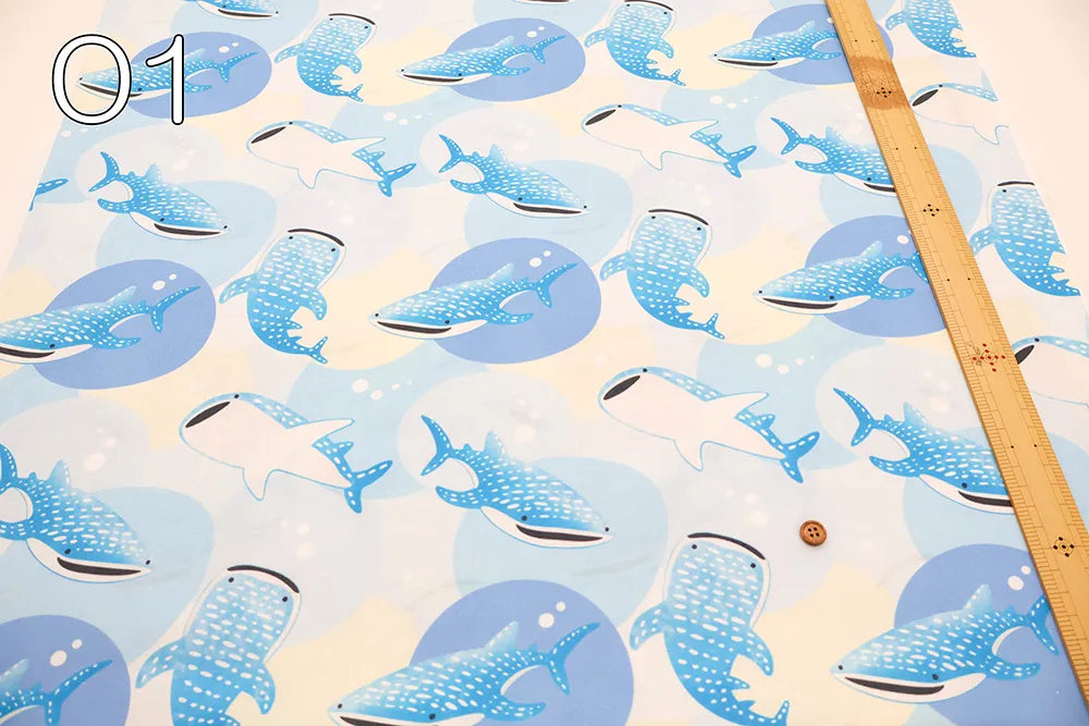 Made in Taiwan Cotton 20 Sheeting Inkjet-printed Fabric - Whale shark - nomura tailor