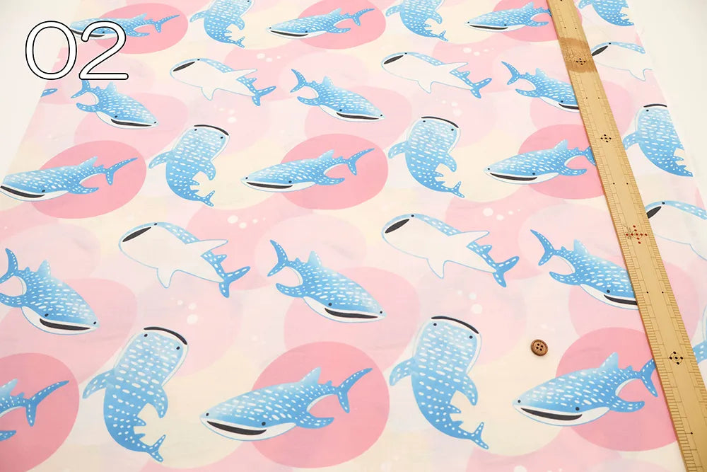 Made in Taiwan Cotton 20 Sheeting Inkjet-printed Fabric - Whale shark - nomura tailor