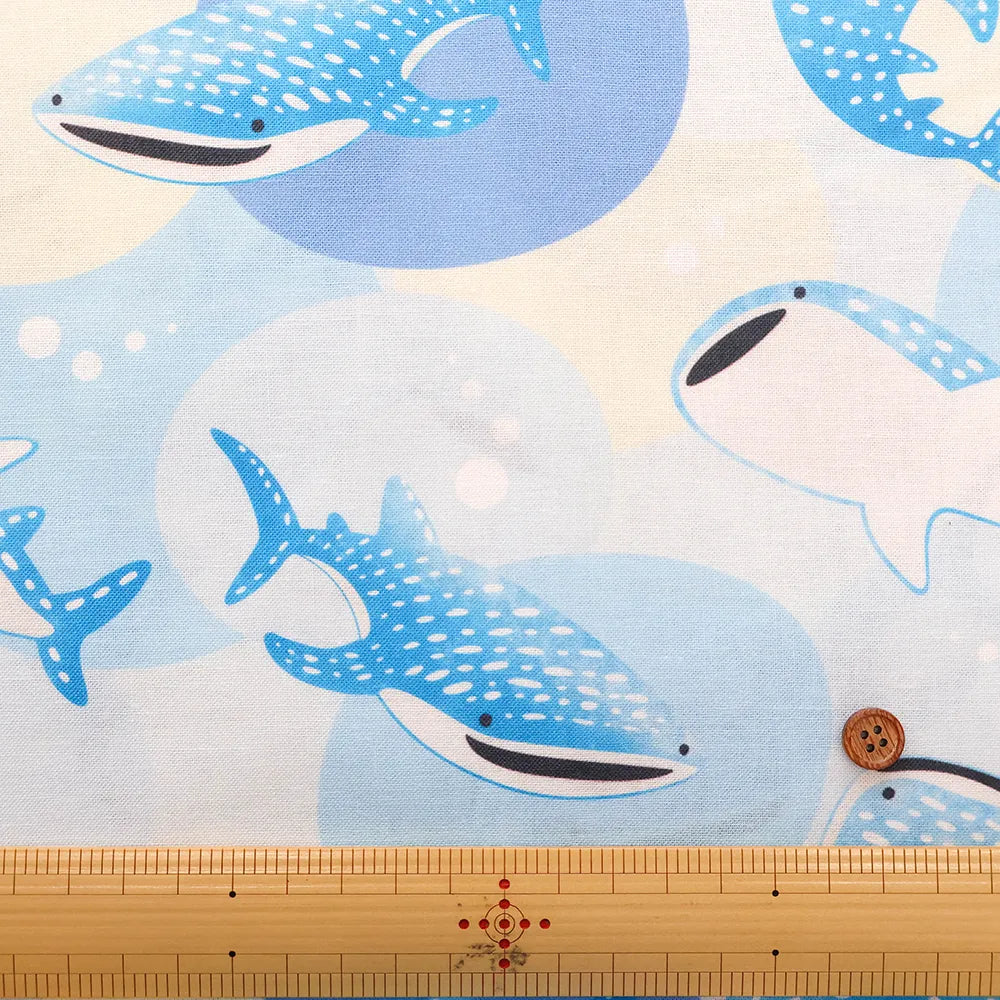Made in Taiwan Cotton 20 Sheeting Inkjet-printed Fabric - Whale shark - nomura tailor