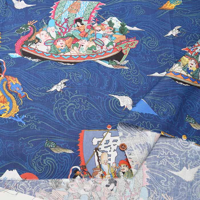 Cotton Seating Inkjet Printed Fabric Seven Lucky Gods Made in China - nomura tailor