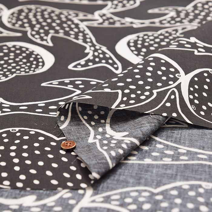 Organic cotton hand-printed fabric spica's garden "Jinbeizame" by Aiko Hattori - nomura tailor