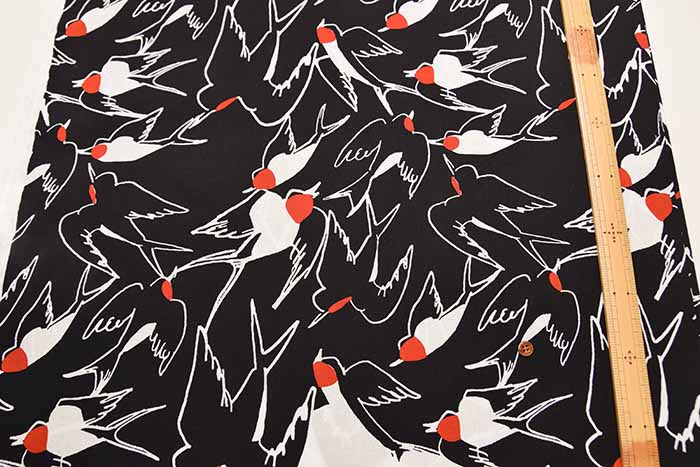 Organic cotton hand printed fabric spica garden "Swallows" by Aiko Hattori - nomura tailor