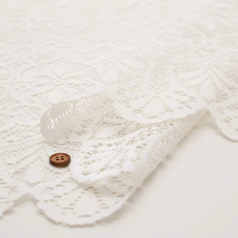 Polyester Café Curtain Fabric - Floral Lace Approx.50cm length - nomura tailor