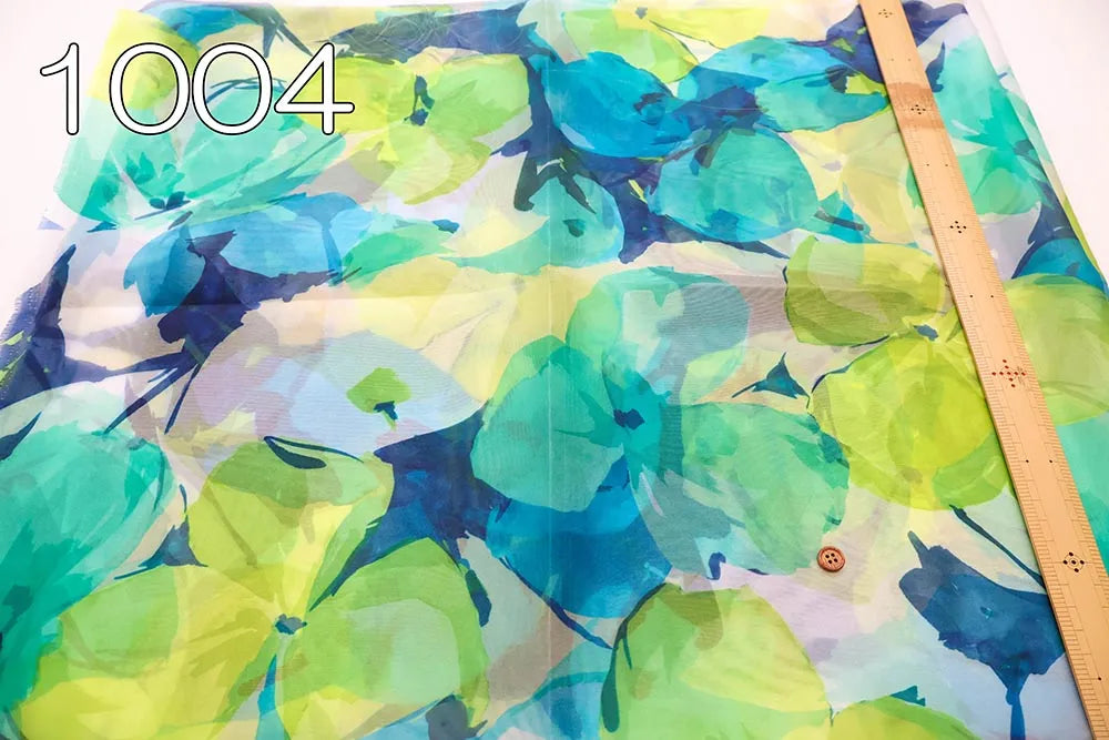 Polyester Organza Printed Fabric Big Flower - nomura tailor