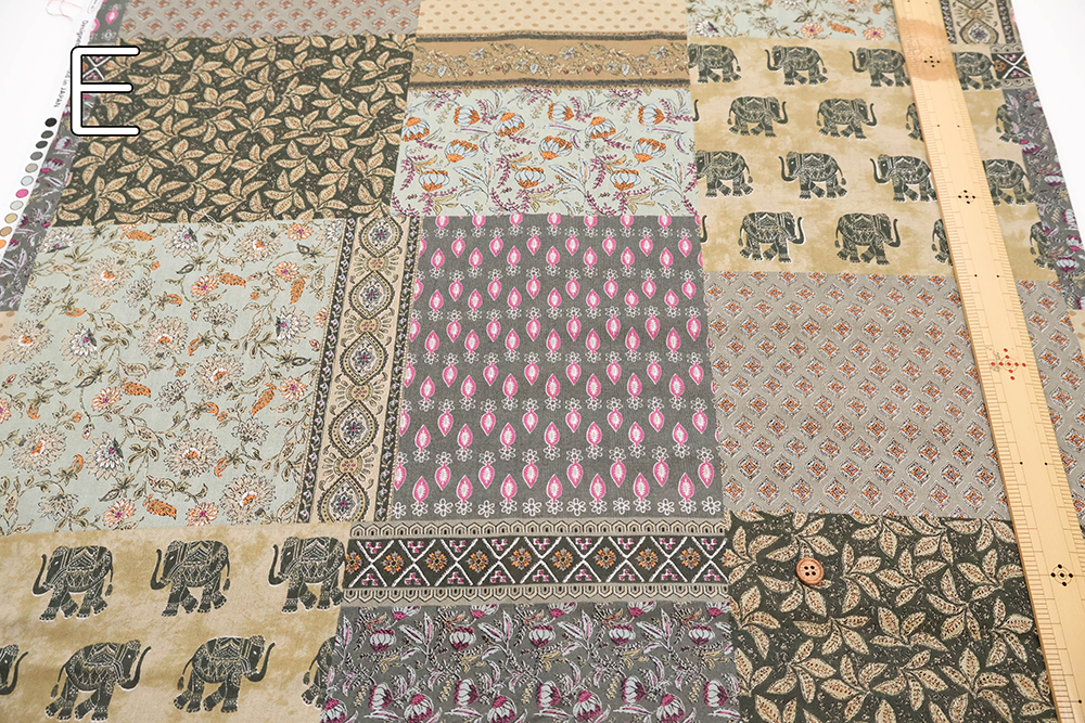 Cire Finish Cotton Compass Printed Fabric - Ethnic Patchwork - nomura tailor