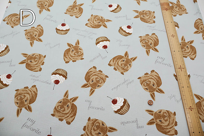 Cotton Oxford Fabric - Rabbit Cake - nomura tailor