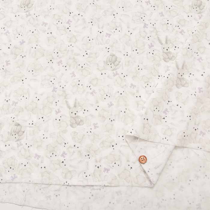 Cotton double gauze printed fabric Fluffy Bunny - nomura tailor