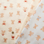 Cotton Double Gauze Print Fabric - Stuffed Bear - nomura tailor