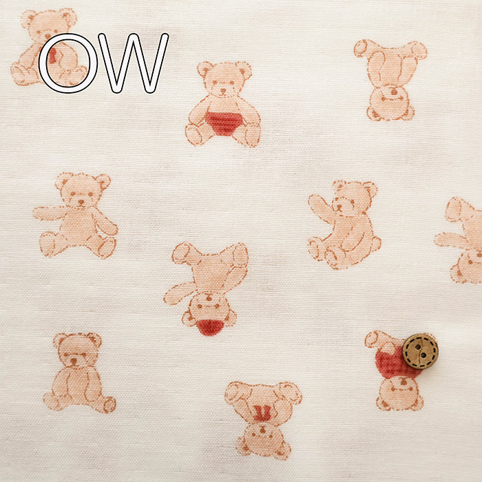 Cotton Double Gauze Print Fabric - Stuffed Bear - nomura tailor