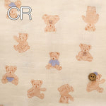 Cotton Double Gauze Print Fabric - Stuffed Bear - nomura tailor