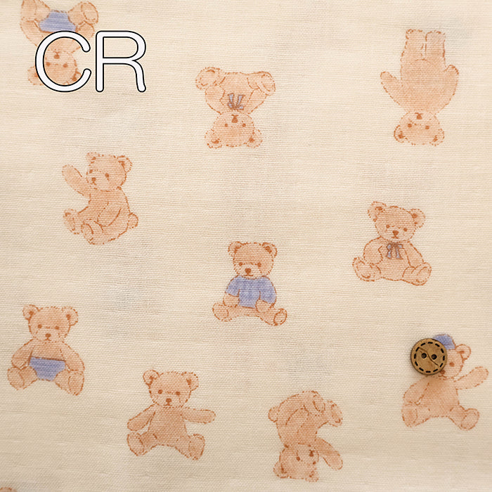 Cotton Double Gauze Print Fabric - Stuffed Bear - nomura tailor