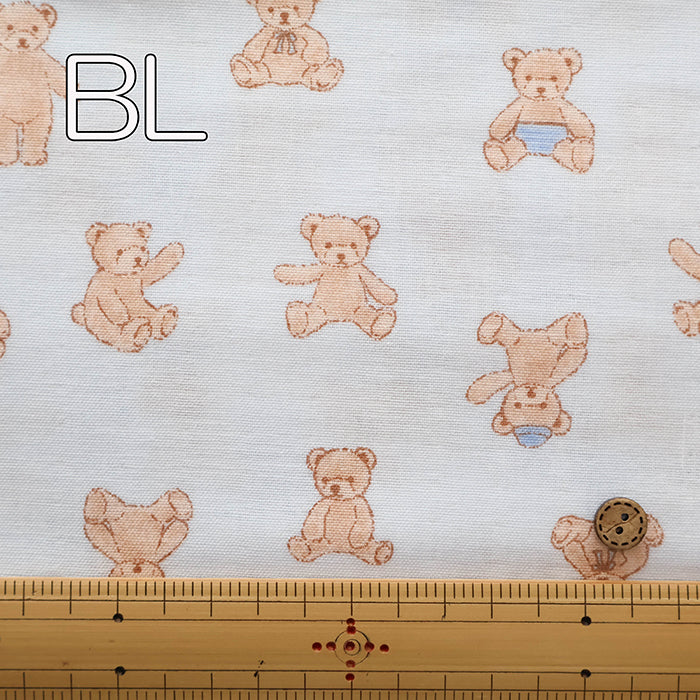 Cotton Double Gauze Print Fabric - Stuffed Bear - nomura tailor