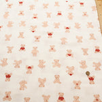 Cotton Double Gauze Print Fabric - Stuffed Bear - nomura tailor
