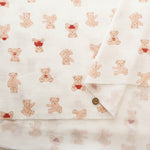 Cotton Double Gauze Print Fabric - Stuffed Bear - nomura tailor