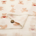 Cotton Double Gauze Print Fabric - Stuffed Bear - nomura tailor