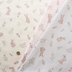 Cotton Double Gauze Print Fabric - Flower Rabbit - nomura tailor