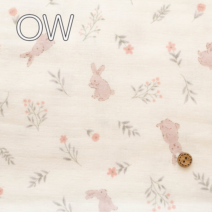 Cotton Double Gauze Print Fabric - Flower Rabbit - nomura tailor
