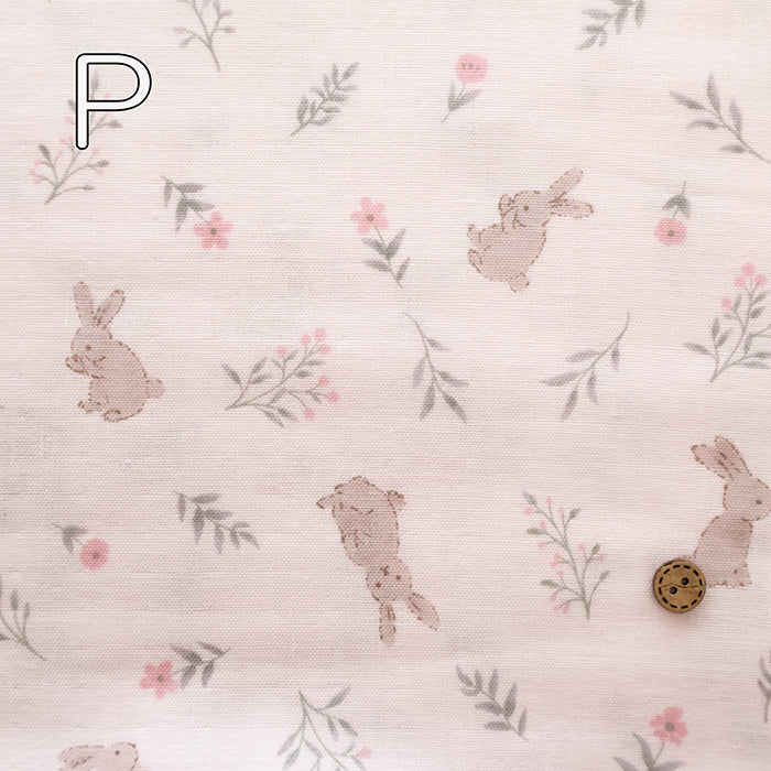 Cotton Double Gauze Print Fabric - Flower Rabbit - nomura tailor