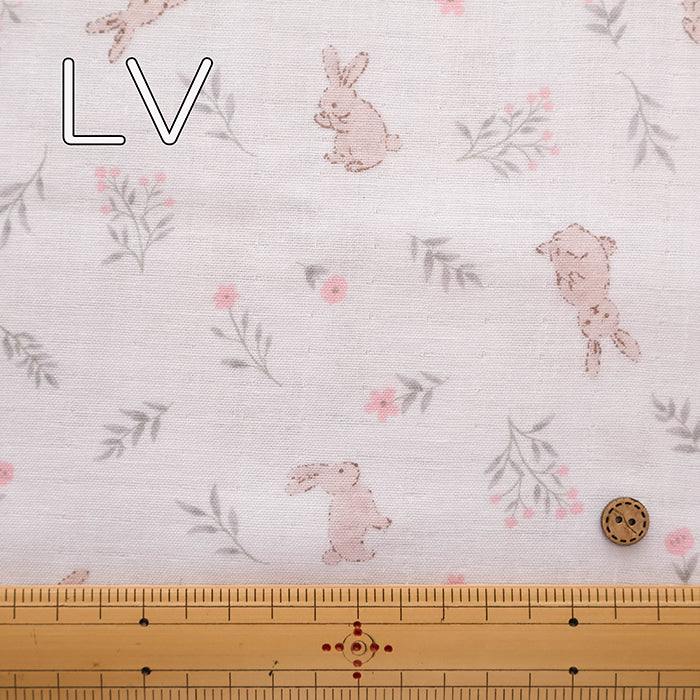 Cotton Double Gauze Print Fabric - Flower Rabbit - nomura tailor