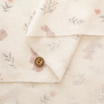 Cotton Double Gauze Print Fabric - Flower Rabbit - nomura tailor
