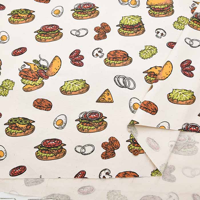 Cotton Ox Printed Fabric bambina Burger Material - nomura tailor