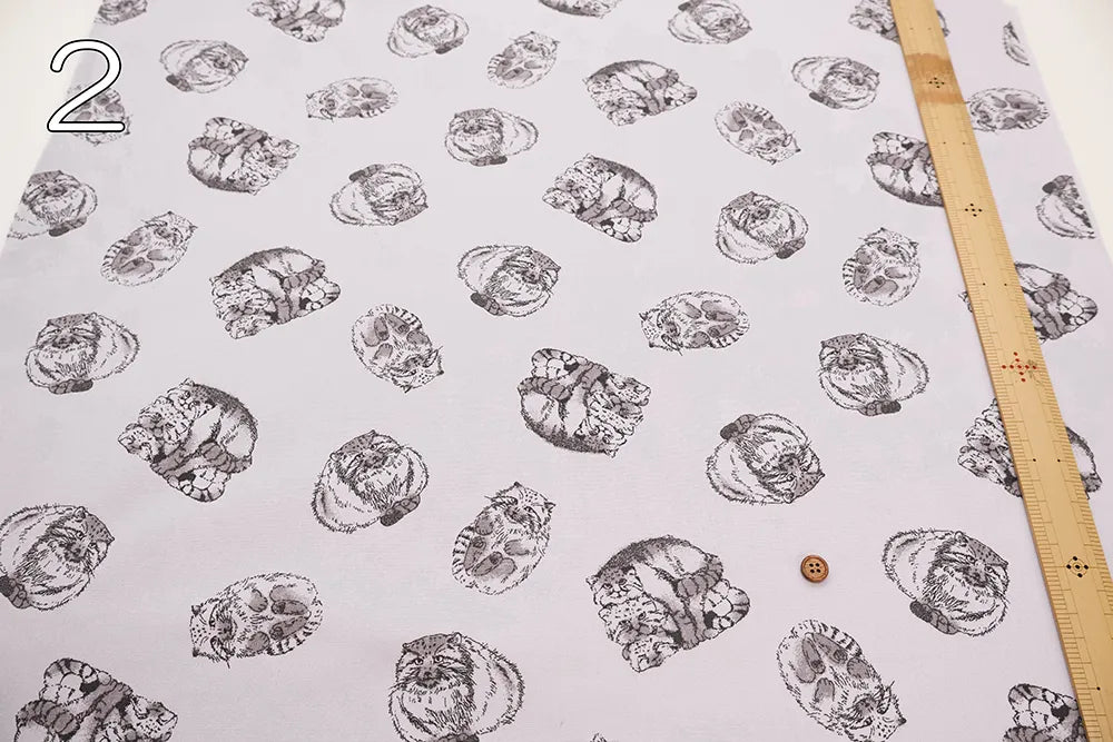 Cotton Oxford Printed Fabric - Pallas's Cat - nomura tailor