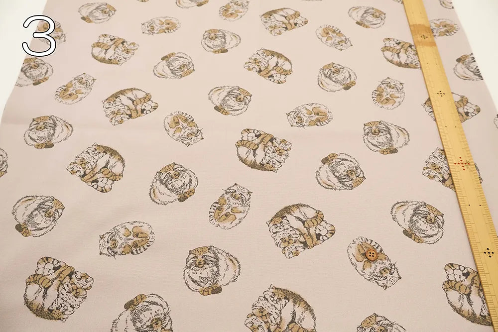 Cotton Oxford Printed Fabric - Pallas's Cat - nomura tailor