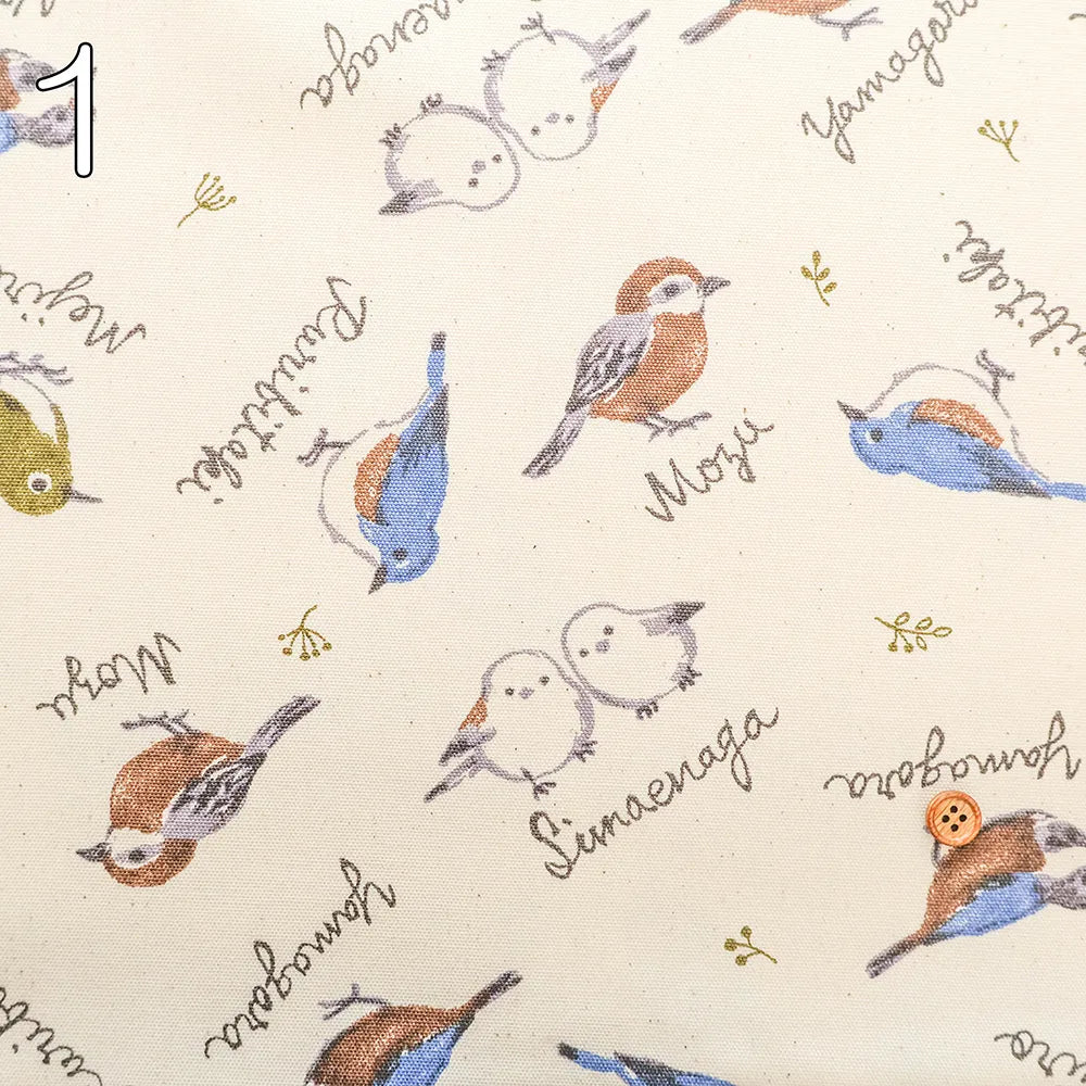 Cotton Oxford Printed Fabric - Wild Birds - nomura tailor