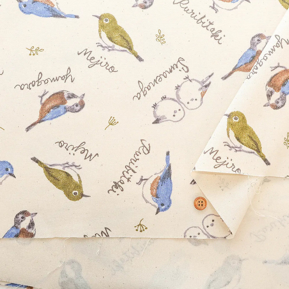 Cotton Oxford Printed Fabric - Wild Birds - nomura tailor