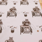 Cotton Oxford Printed Fabric - Cat Sewing Machine - nomura tailor