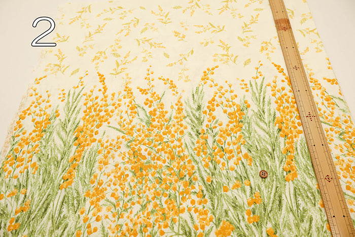 C/L Muslin Print Fabric Soft Finished momen-t - Mimosa Border - nomura tailor