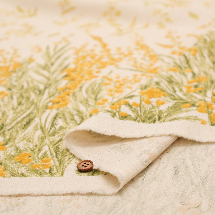 C/L Muslin Print Fabric Soft Finished momen-t - Mimosa Border - nomura tailor