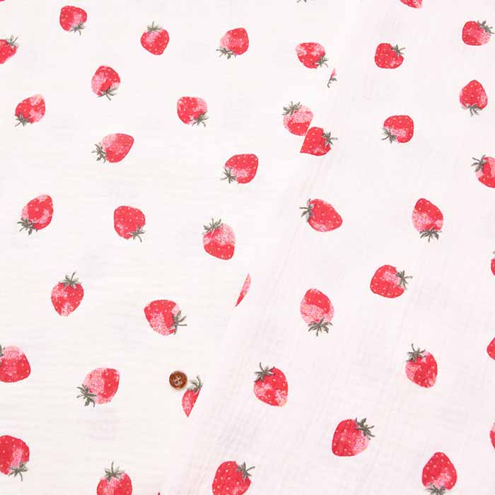 Made in China Cotton Double Gauze Printed Fabric Fluffy Strawberry - nomura tailor