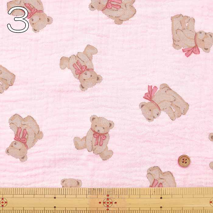 China Cotton Double Gauze Printed Fabric Fluffy Bear - nomura tailor