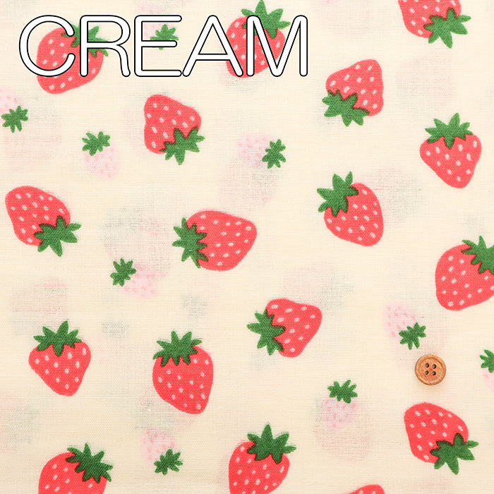 Cotton Double Gauze Print Fabric - Rolling Strawberries - nomura tailor