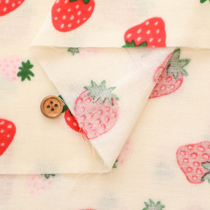 Cotton Double Gauze Print Fabric - Rolling Strawberries - nomura tailor