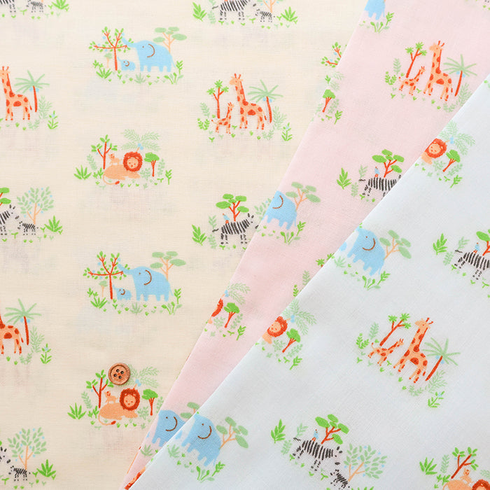 Cotton Double Gauze Print Fabric - Parent and Child Animals - nomura tailor