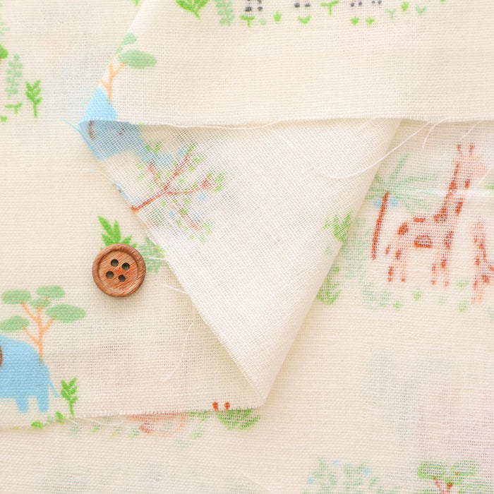 Cotton Double Gauze Print Fabric - Parent and Child Animals - nomura tailor