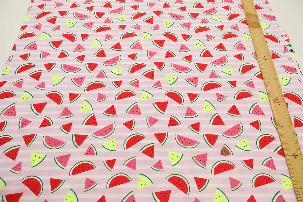 Cotton Sheeting Neon Printed Fabric - Watermelon - nomura tailor