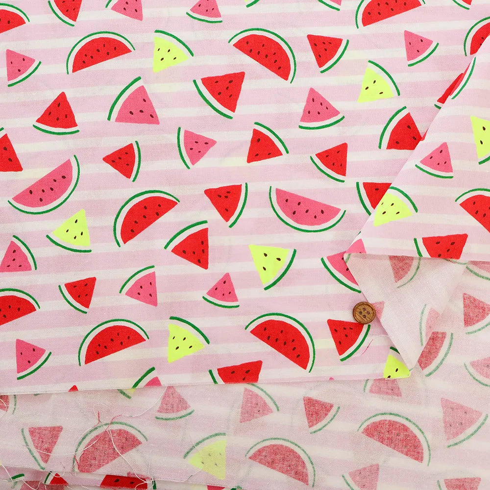 Cotton Sheeting Neon Printed Fabric - Watermelon - nomura tailor