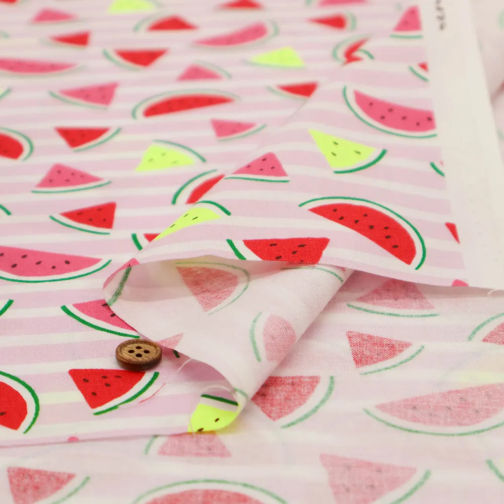 Cotton Sheeting Neon Printed Fabric - Watermelon - nomura tailor