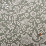 Cotton twill print fabric birds and plants - nomura tailor