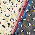 Cotton seating print fabric Japanese -style crest cat - nomura tailor