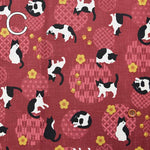 Cotton seating print fabric Japanese -style crest cat - nomura tailor