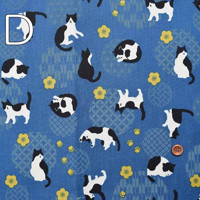 Cotton seating print fabric Japanese -style crest cat - nomura tailor