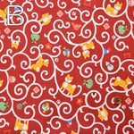 Cotton sheeting print fabric Osanpohi Biyori Shiba to Karakusa - nomura tailor