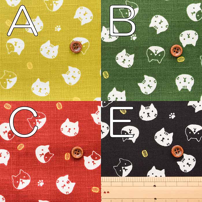 Cotton dobby print fabric koban and cat - nomura tailor