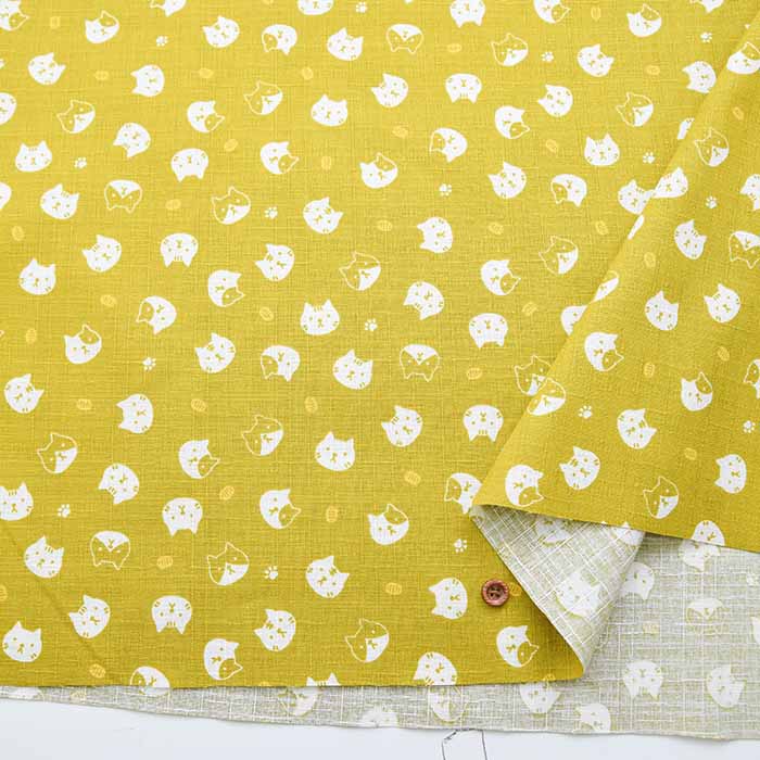 Cotton dobby print fabric koban and cat - nomura tailor