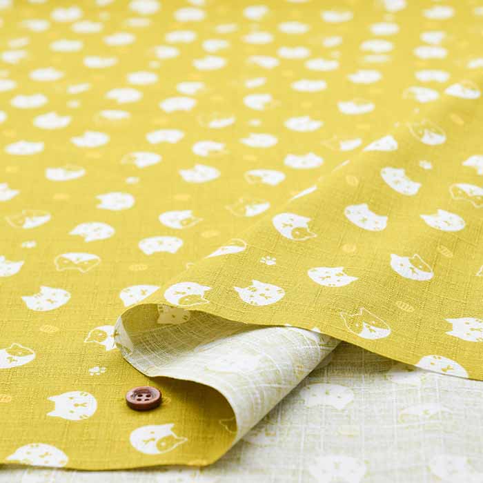 Cotton dobby print fabric koban and cat - nomura tailor