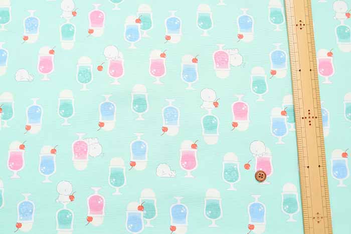 Cotton Ox Printed Fabric Cream Soda and Doggie - nomura tailor